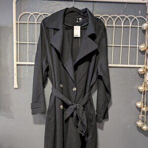 BNWT H&M Black Long Trench Jacket. Size XXL